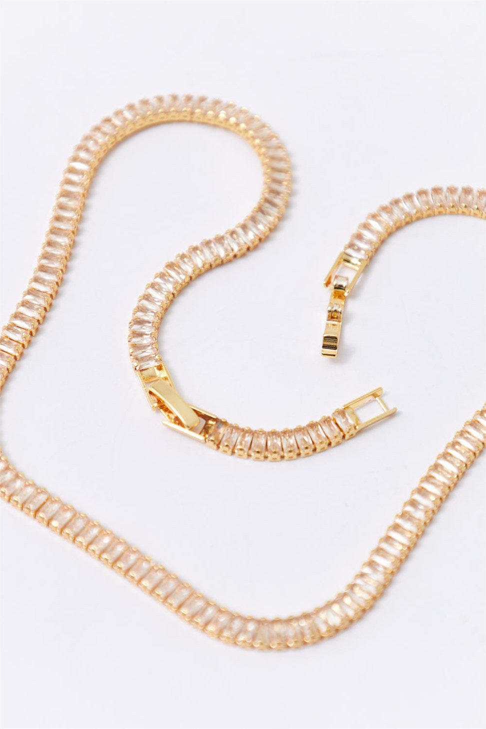 Baguette Waterway Gold Womens Necklace