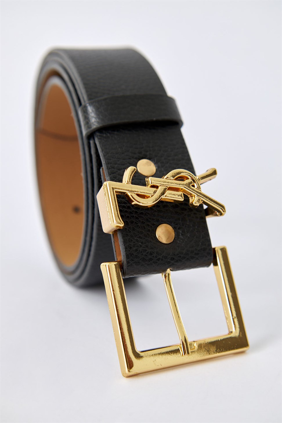 Black Womens Belt with Gold Buckle