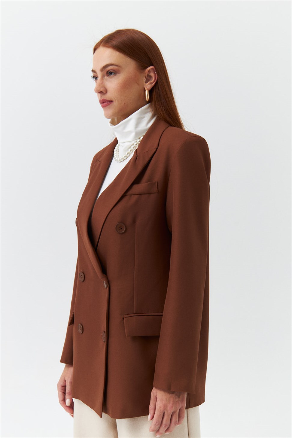 Double Breasted Blazer Brown Womens Jacket