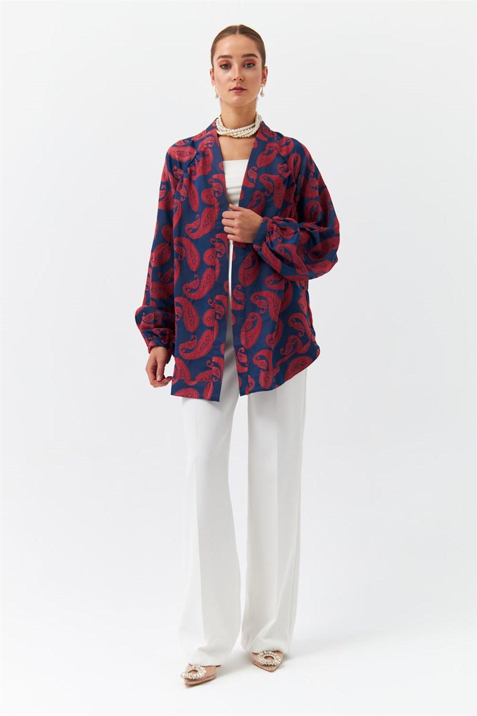 Modest Oversize Model Tile Womens Kimono